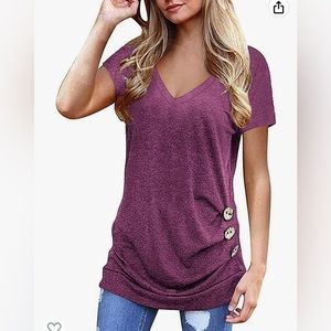 Trending Amazon top watermelon color sexy v neck xl